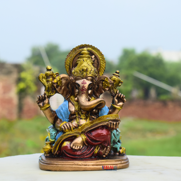 Small Reading Ganesha for Car Dashboard, Pooja, Table Decor (11 Cm)